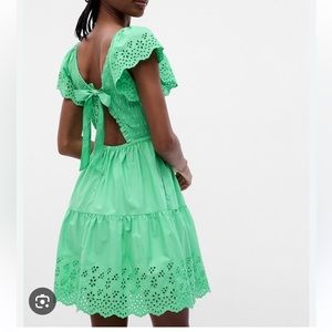 Gap Flutter Sleeve Eyelet Mini Dress